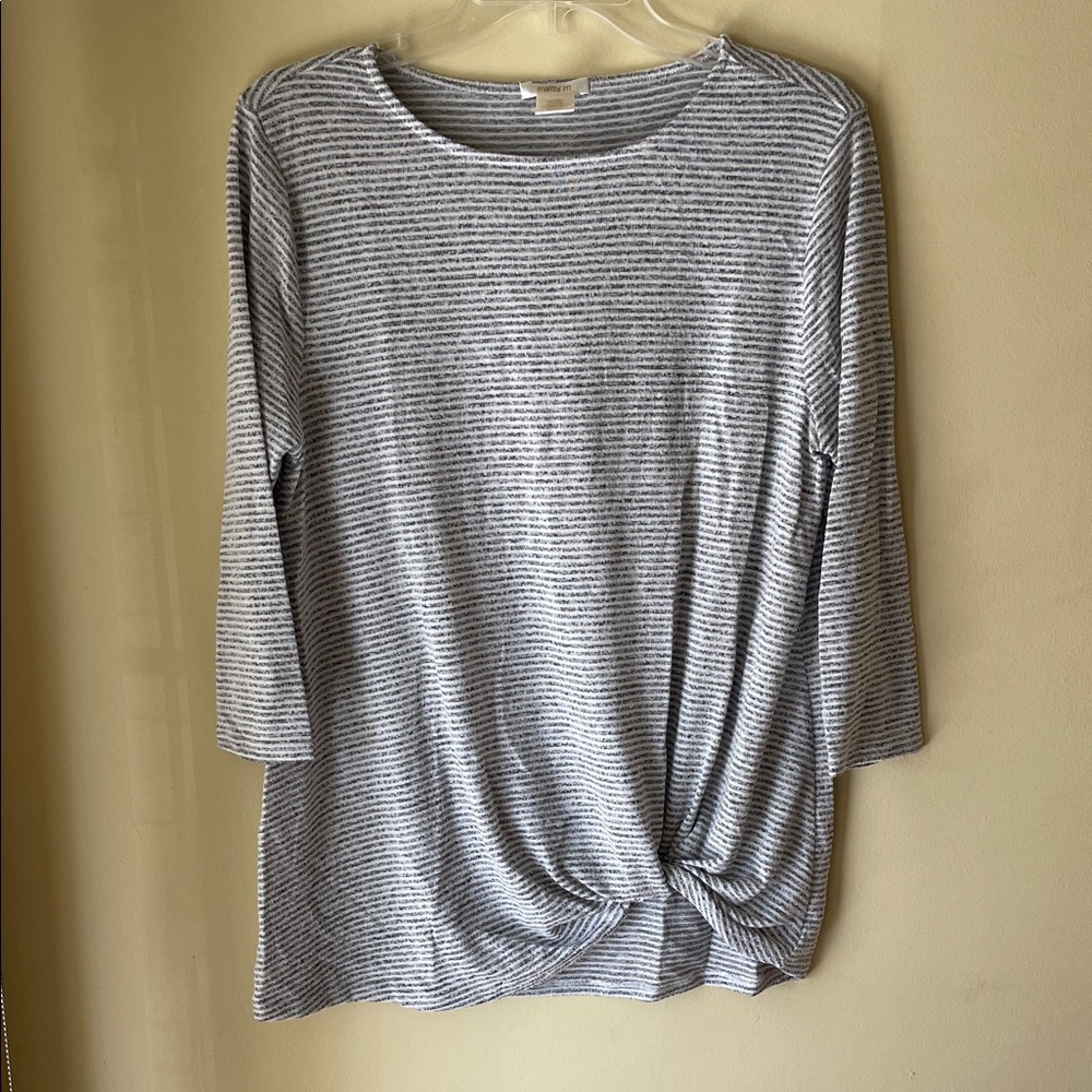 Gray Striped Long Sleeve Top Size Small